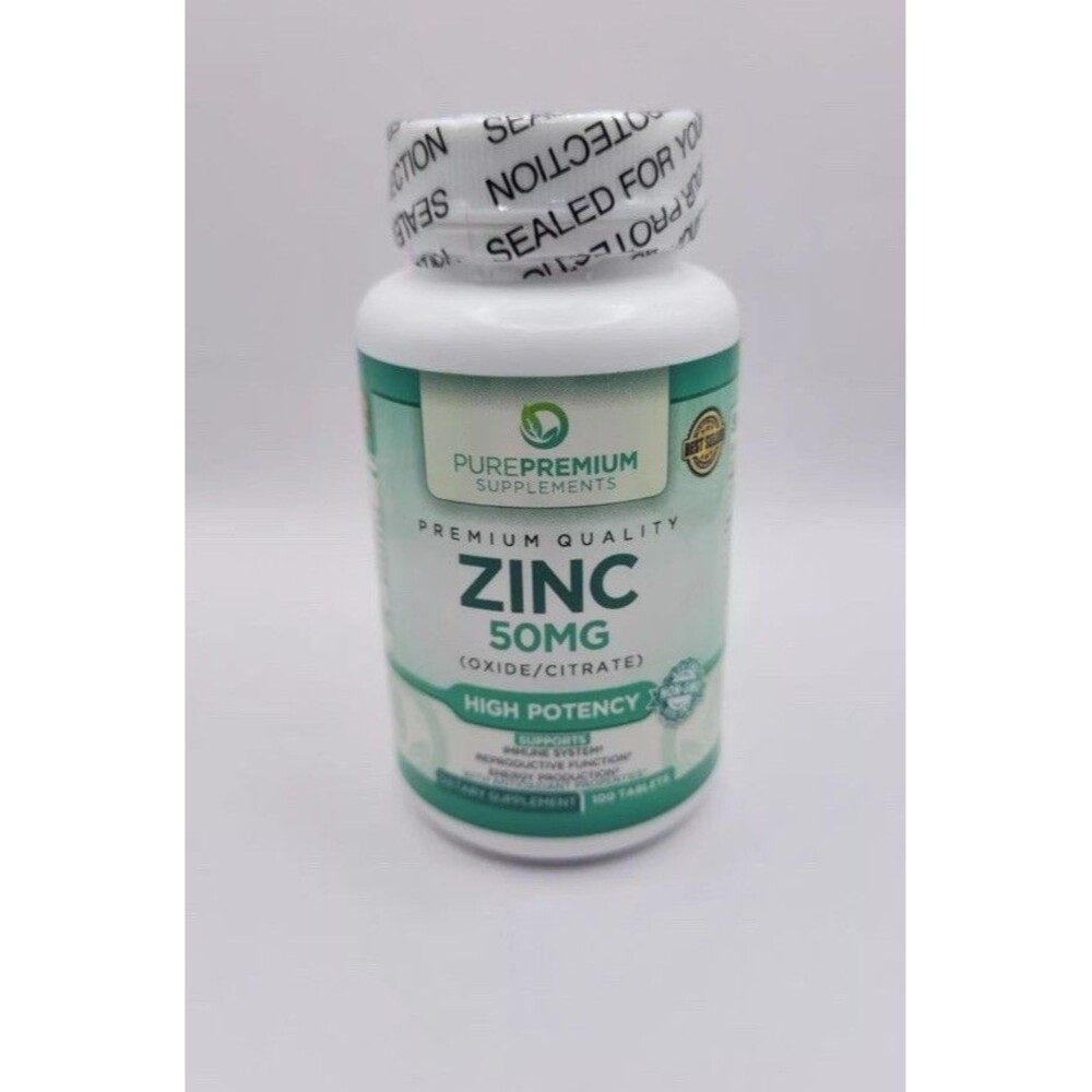 PurePremium Zinc 50mg - Immune Support Zinc Supplements for Men & Women 100 Ct